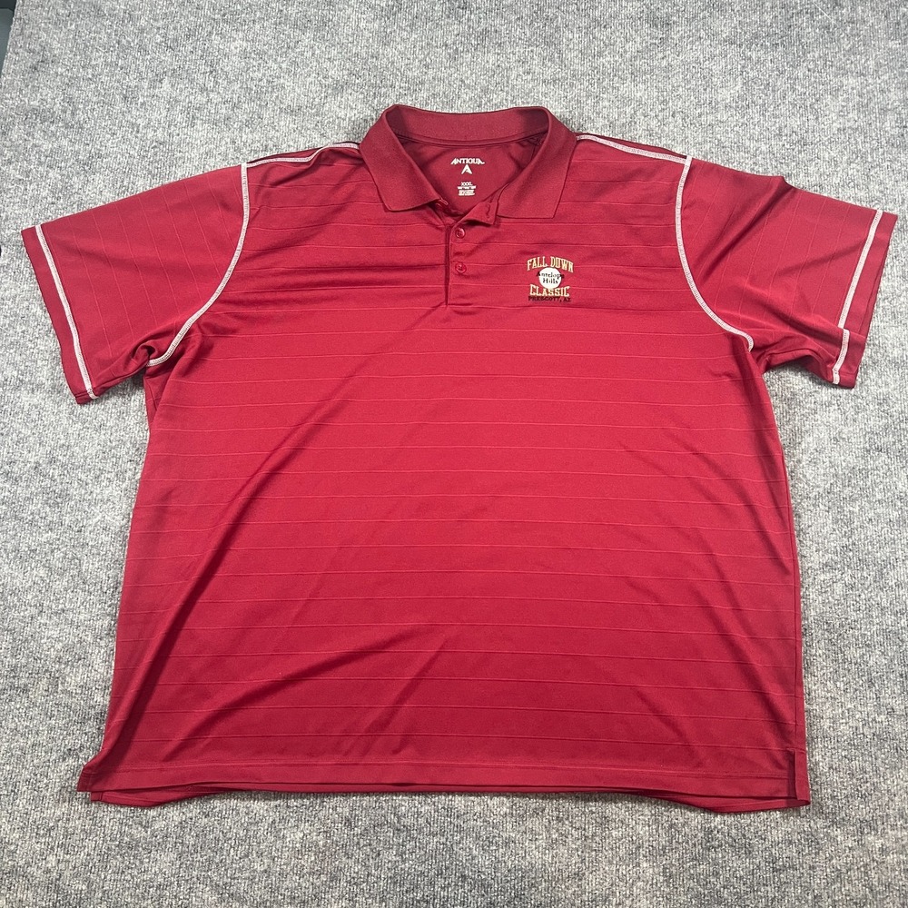 Antigua Polo Shirt Mens 3XL Red Knit Button Front Athleisure Golf Performance